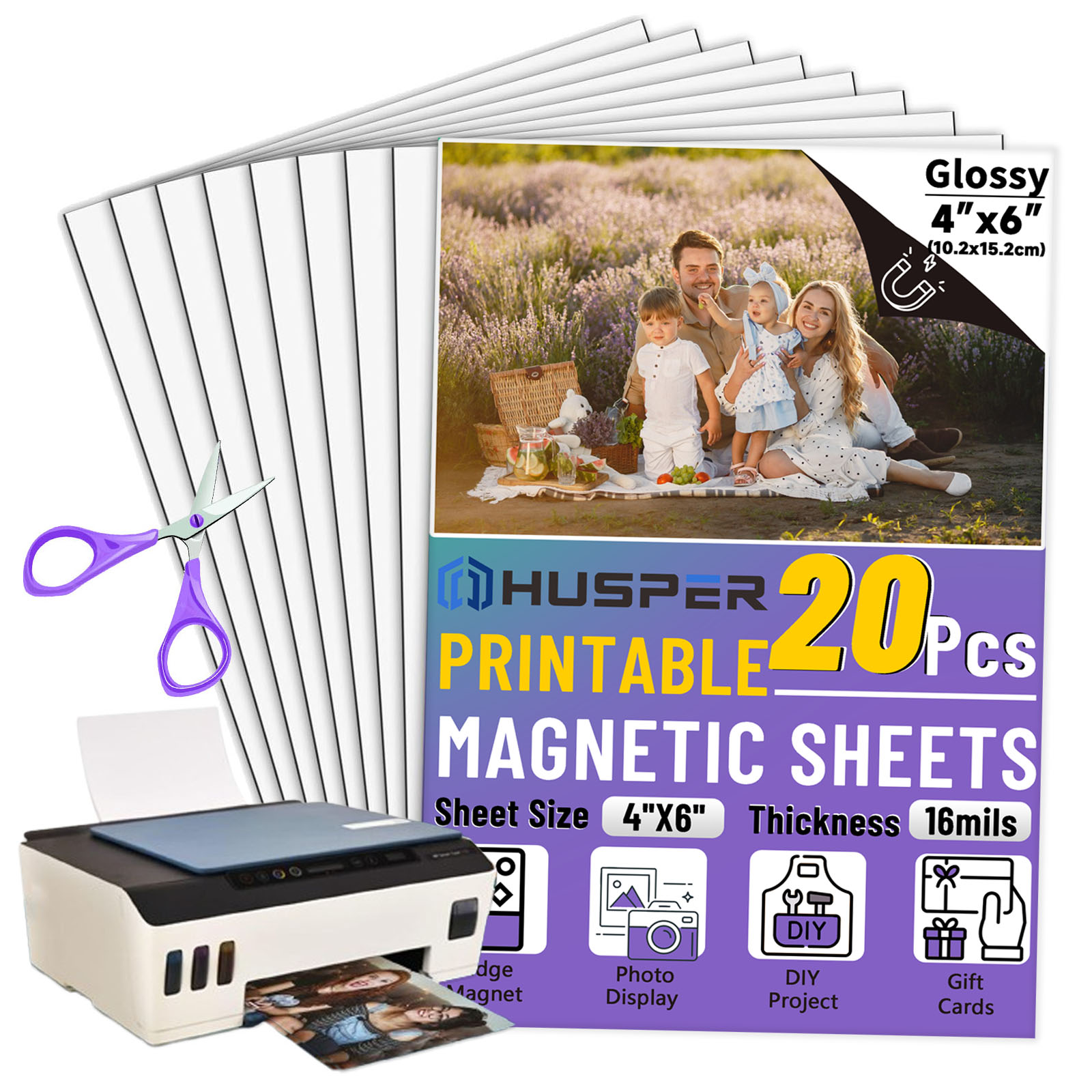 10/20 hojas 4R hojas magnéticas brillantes imprimibles impresión de inyección de tinta impermeable 16Mil papel fotográfico magnético Flexible para manualidades DIY