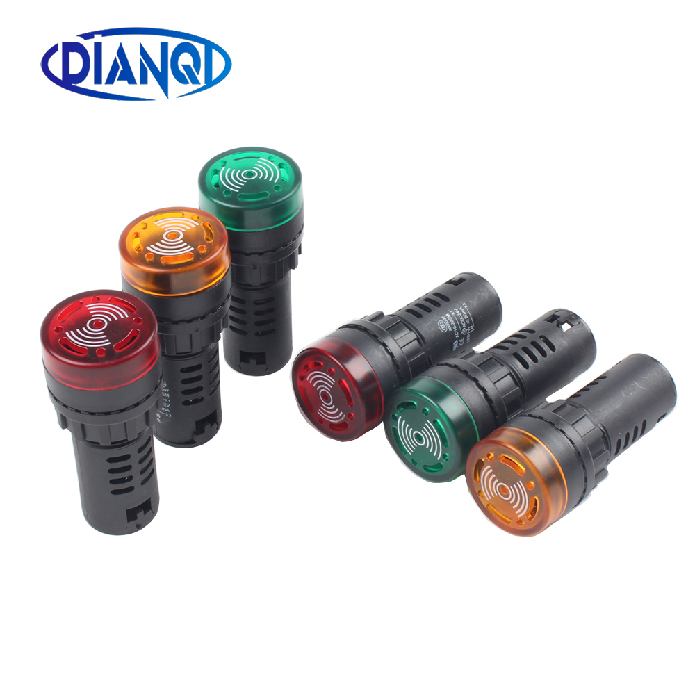 1PC AD16-22SM 16SM Rot Grün Gelb 12V24V220V 22mm 16mm Flash Signal Licht LED Aktive Summer beep Alarm Anzeige Lampe