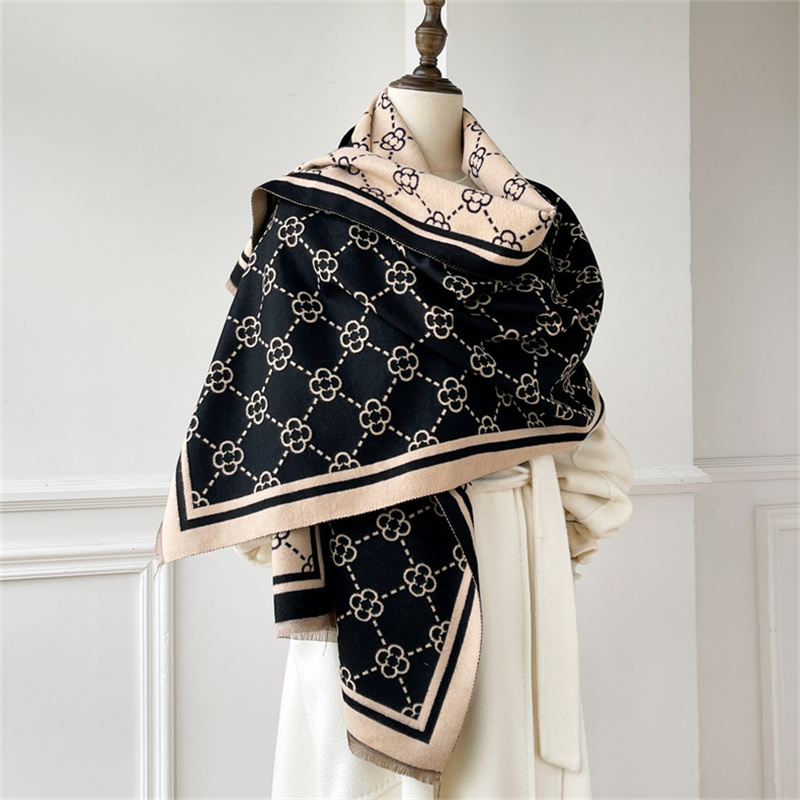 แบรนด์หรูแคชเมียร์ผู้หญิงผ้าพันคอลายสก๊อตฤดูหนาว WARM Shawl และผ้าพันคอ Pashmina หญิง Foulard สแควร์หนาผ้าห่ม Poncho