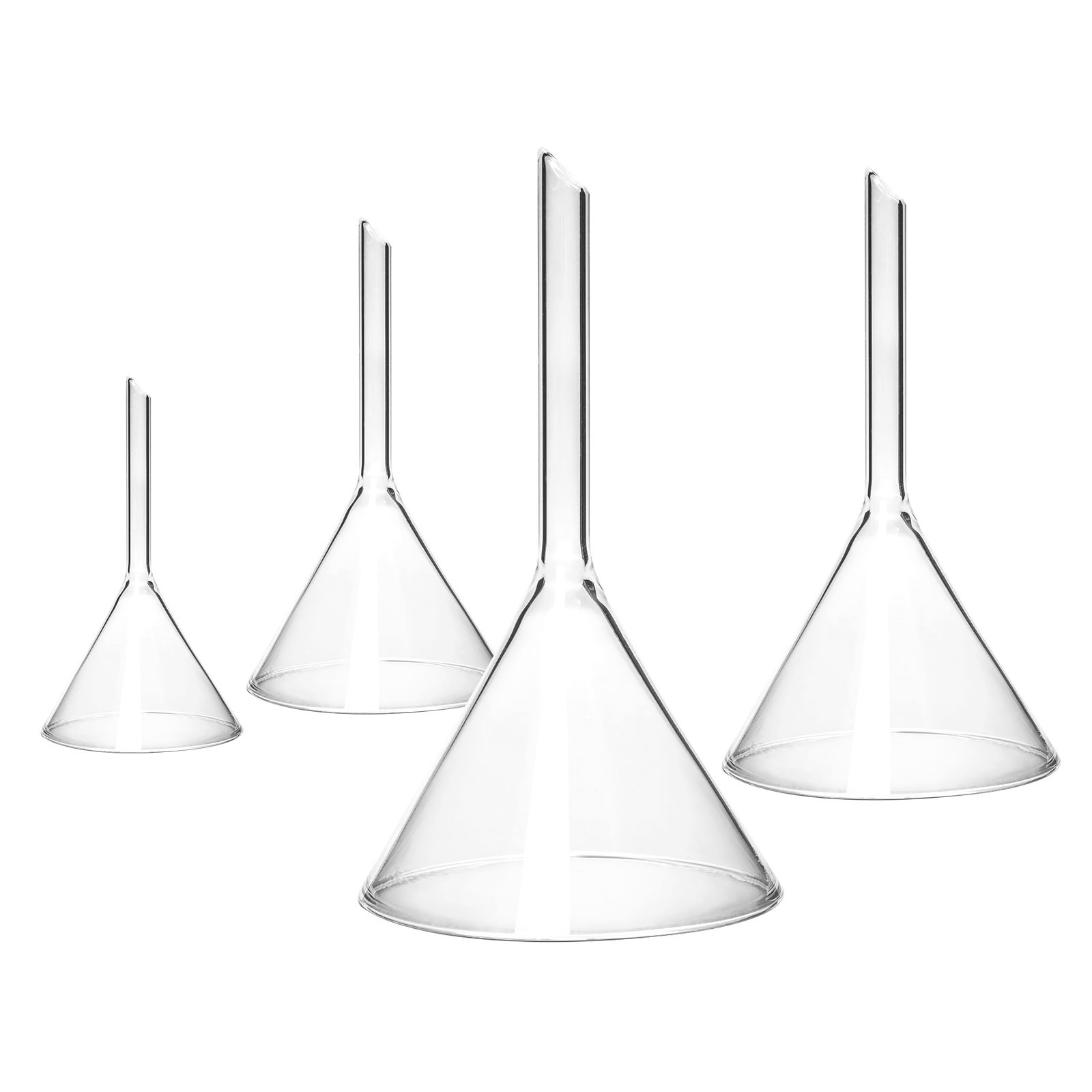 4Pcs Glass Funnel Set Short Tube Funnels for Science Experiments High Temperature Resistant Chemistry Glassware