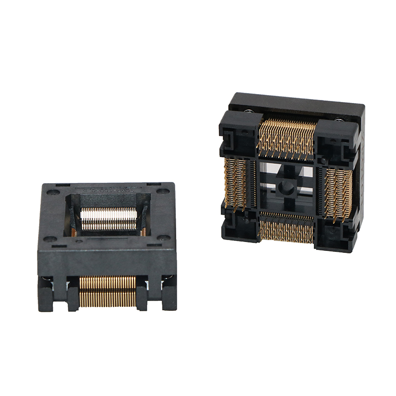 QFP100 100pin ICsocket envelhecimento assento Pitch0.5mm chipsize14 * 14mm adaptador de assento de queima conector de 64 pinos conector de fio