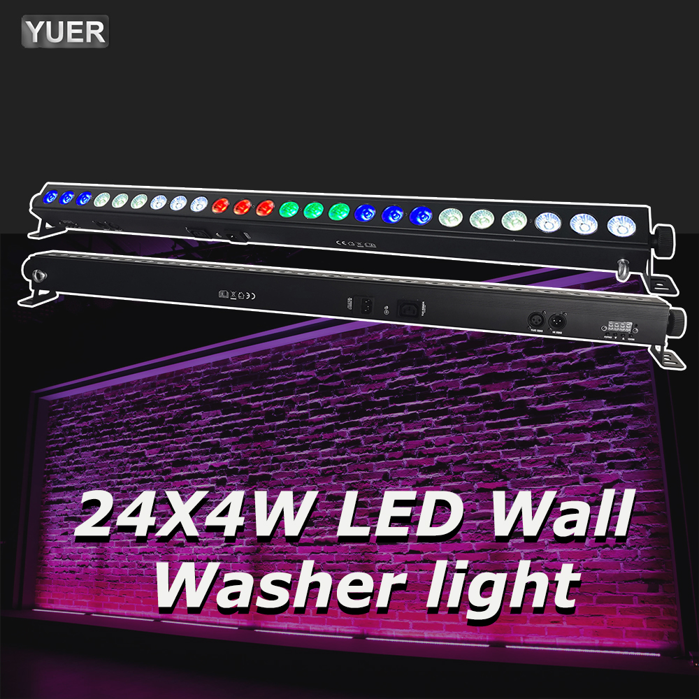 Yuer Dmx 24X4W Led Rgbw 4in1 Led Wall Wash Licht Led Bar Dmx Line Bar Wash Podium Feest Bruiloft Evenementen Verlichting