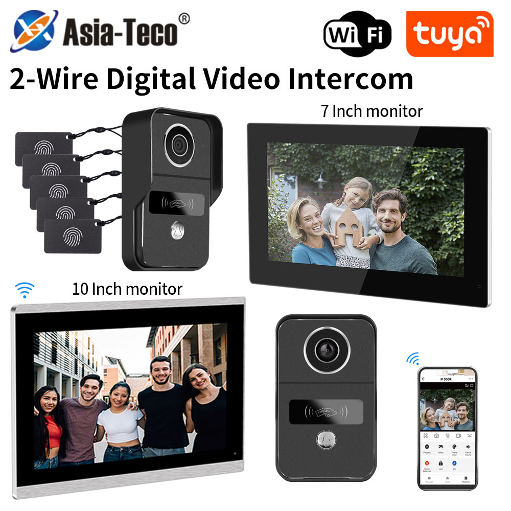 2-przewodowy Tuya Smart Home Wifi 1080P wideodomofon wideodomofon 7/10 cali kolorowy ekran dotykowy LCD kamera dzwonek do drzwi System dzwonka do drzwi