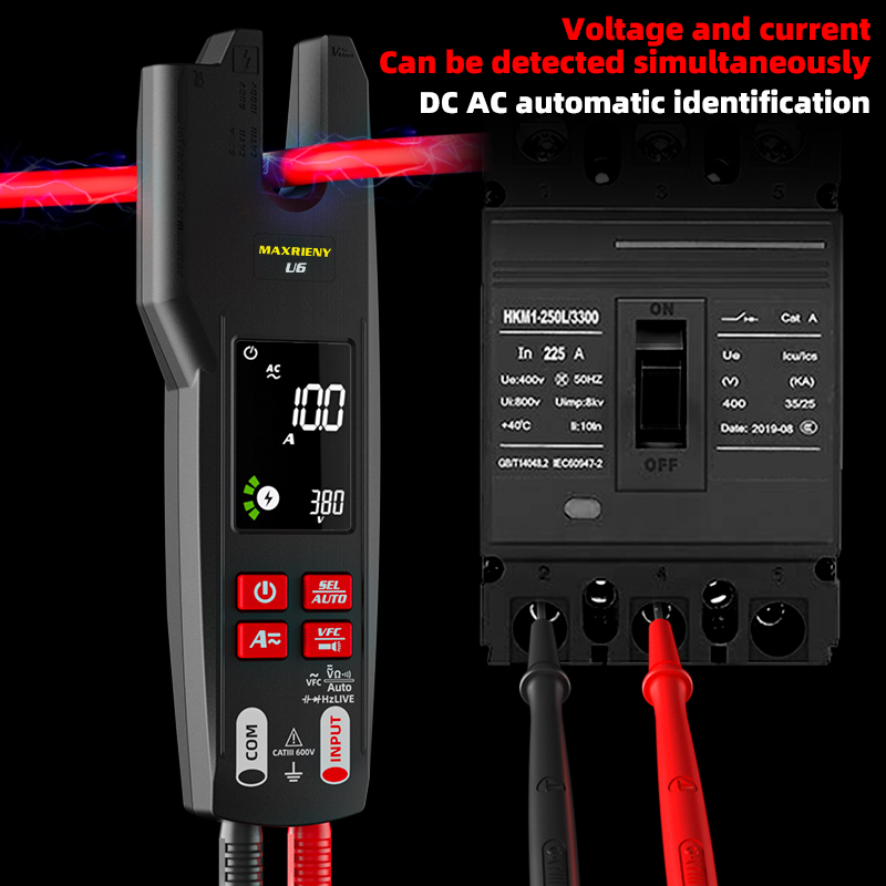 U6 U6X meteran jepit garpu Digital, baterai isi ulang arus 600A rahang terbuka Ammeter Multimeter DC AC Hz