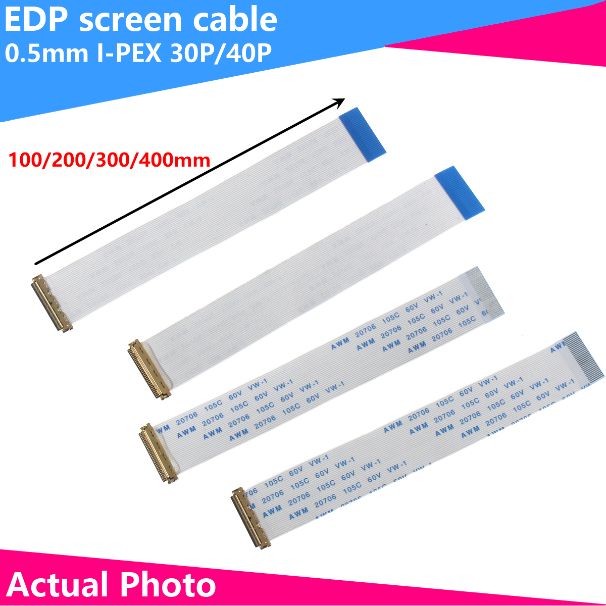 EDP-schermkabel 0,5 MM I-PEX 20453 30P/40P FFC flexibele kabel met I-PEX-stoel in dezelfde richting/reverse