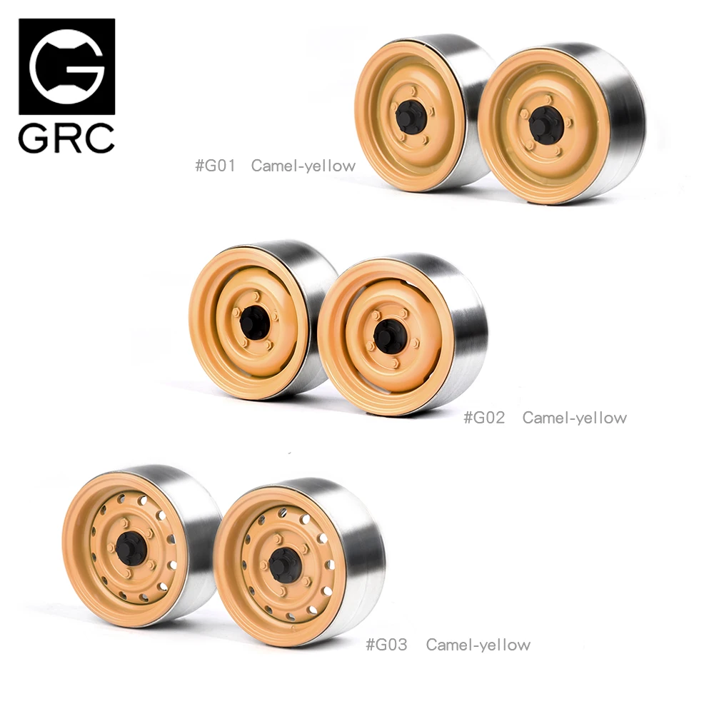 GRC-llanta de rueda de Metal pesada y antigua de 1,9 pulgadas, color Camel-amarillo # G01 G02 G03 para 1/10 RC TRX4 SCX10 90046 Bronco D110 D90 CFX