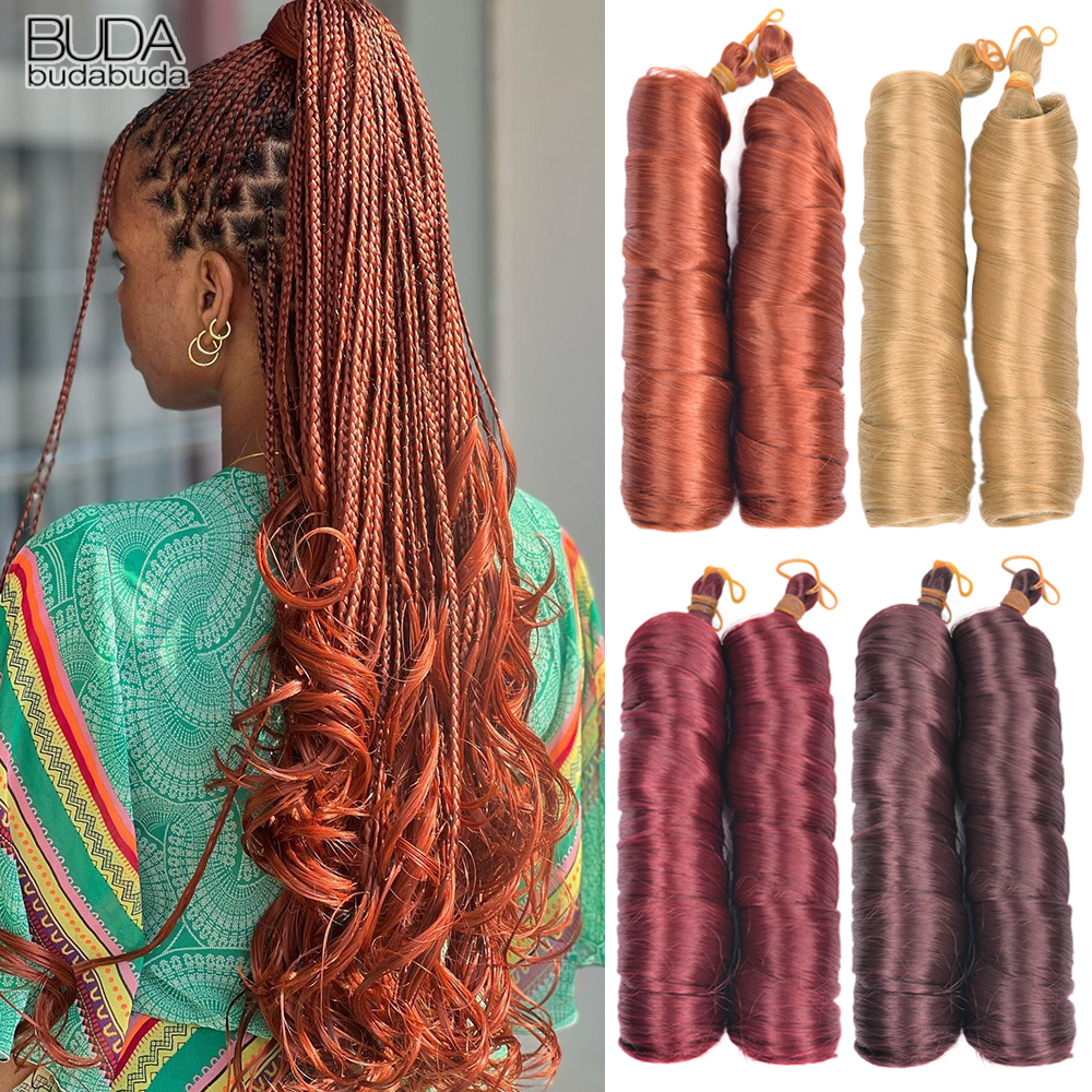 Cachos franceses de 24 polegadas Trança de cabelo Sintético Cachos espirais Tranças Extensões de cabelo para mulheres Pré-esticadas Ondas soltas Tranças de cabelo
