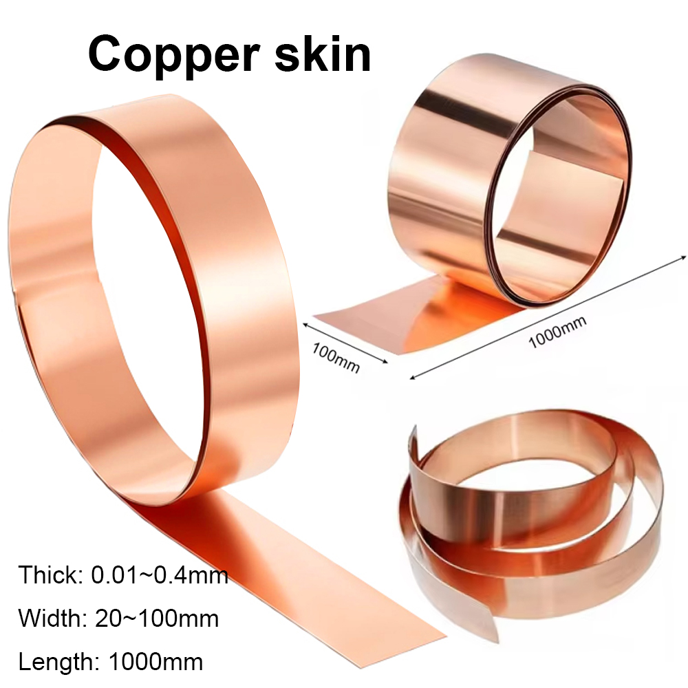 1pcs 0.01-0.4mm thick 20mm-100mm wide 1000mm Length 99.9% Copper plate roll Coppers Cu Metal Sheet Foil Plate