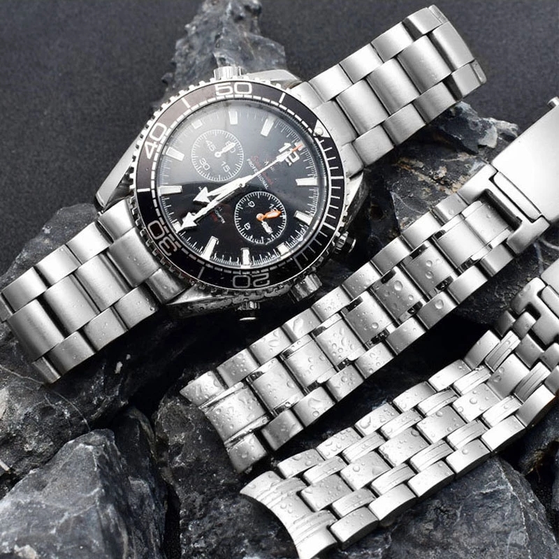 Pulseiras de relógio em aço inoxidável prateado, pulseira, pulseira para Omega, Seamaster, Speedmaster, Planet, Ocean, Belt, Quality, 18mm, 20mm, 22mm, 316L
