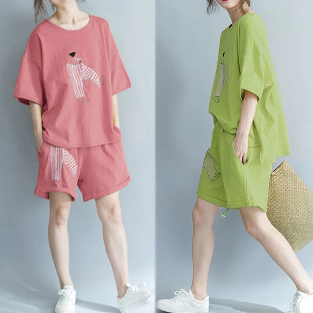 Two Piece Set Oversized Thin Suit Loose Tracksuit Casual Women's Clothing Short-sleeved T-shirt+Shorts 2026 Summer Outfits
