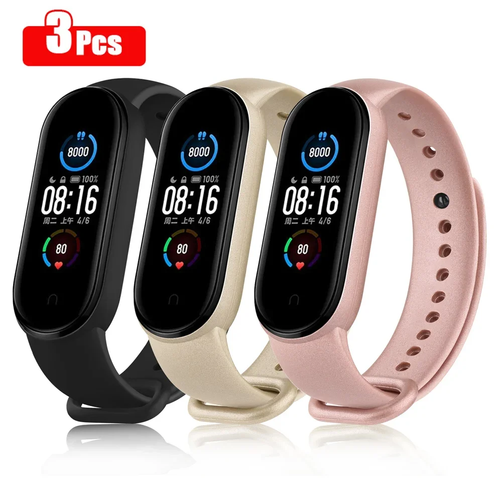 Correa de silicona suave para Xiaomi Mi Band 6 5 Amazfit Band 5, reloj deportivo resistente al agua para Mi Band 6 5, 3 uds.
