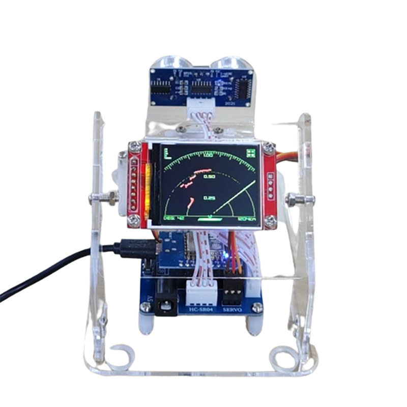 อะคริลิค Mini Radar หุ่นยนต์ TFT ขนาดเล็ก/ใหญ่หน้าจอ Ultrasonic Radar สําหรับหุ่นยนต์ Arduino สําหรับ ESP8266 โปรแกรมของเล่น Diy ชุด