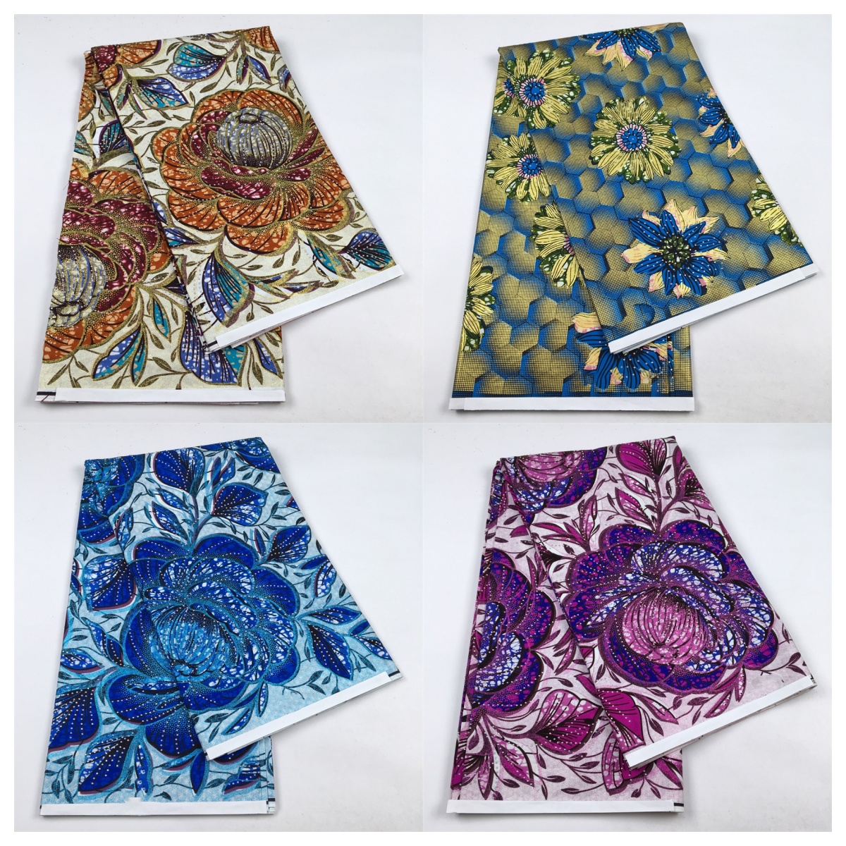 Kain Wax Afrika 100% Katun Dengan Strip Kristal, Kain Wax Block Untuk Gaun Wanita 6 Yard/Lot, Kain Lace Wax Nigeria