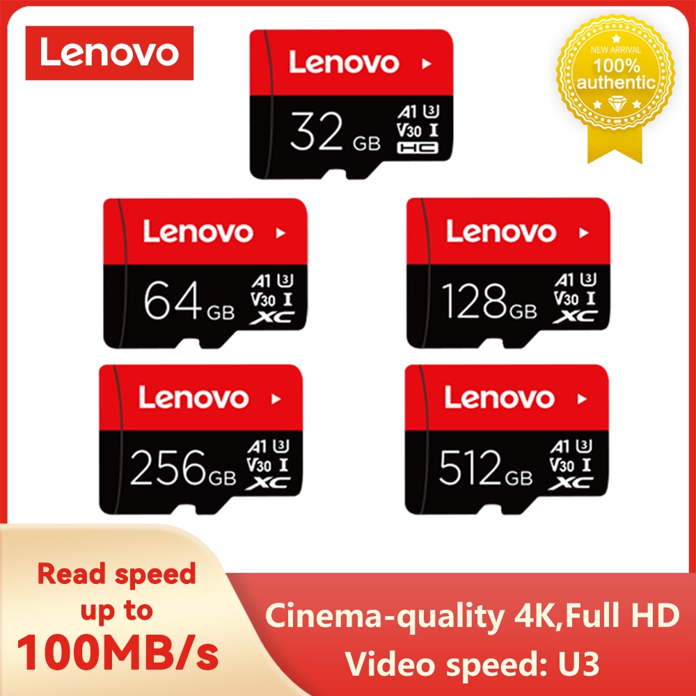 Scheda di memoria Lenovo 512GB 256GB 128GB 64GB 32GB U3 V30 4K Full HD Micro TF Mini SD Card TF Memory Flash Card per telefono/Computer