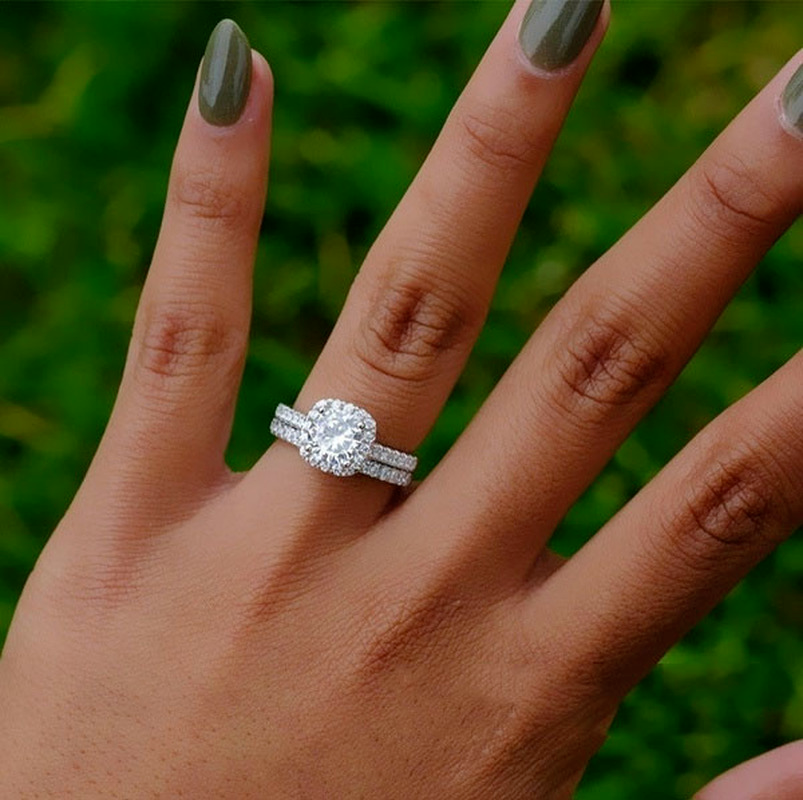 Clássico conjunto de anel de casamento feminino metal prata cor branco zircão pedras conjunto de anel de noivado para festa de noiva jóias