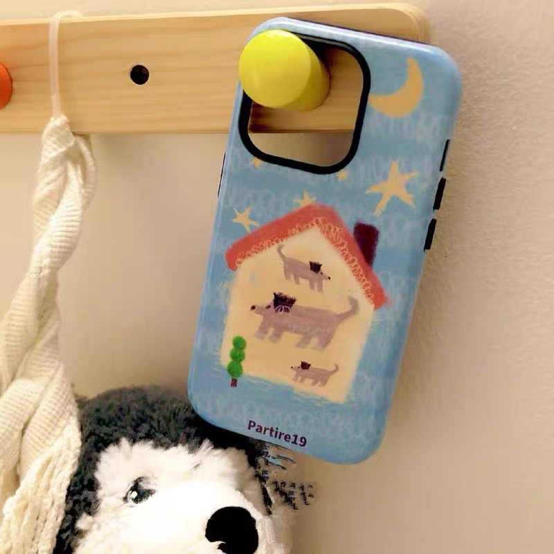 Capa de telefone com textura fosca do cachorro no quarto, fundas acrílicas, escudo protetor traseiro rígido, 2 cores, iPhone 15, 14, 13 Pro Max