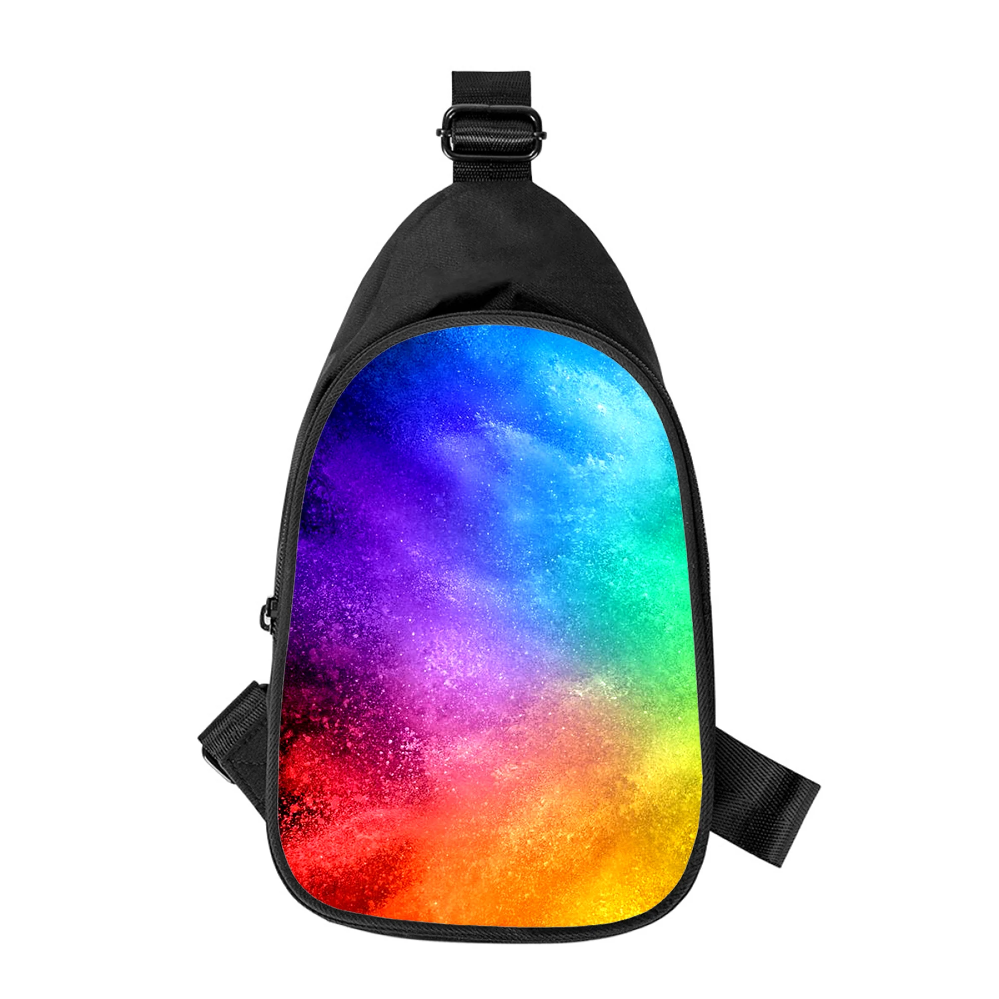 Bolso de pecho cruzado con estampado 3D de arcoíris para hombres y mujeres, bolso de hombro cruzado en diagonal, paquete de cintura escolar para marido, nuevo