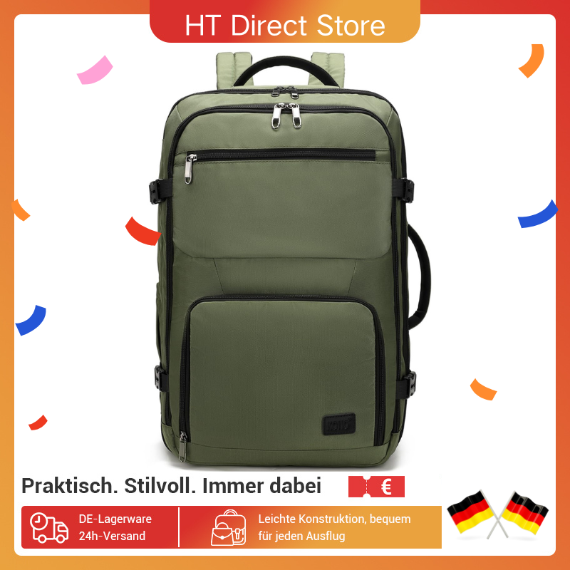 Plecak podróżny KONO, bagaż podręczny |   Wodoodporny i odporny na samoloty |   Weekender 38L |   55x35x20 cm