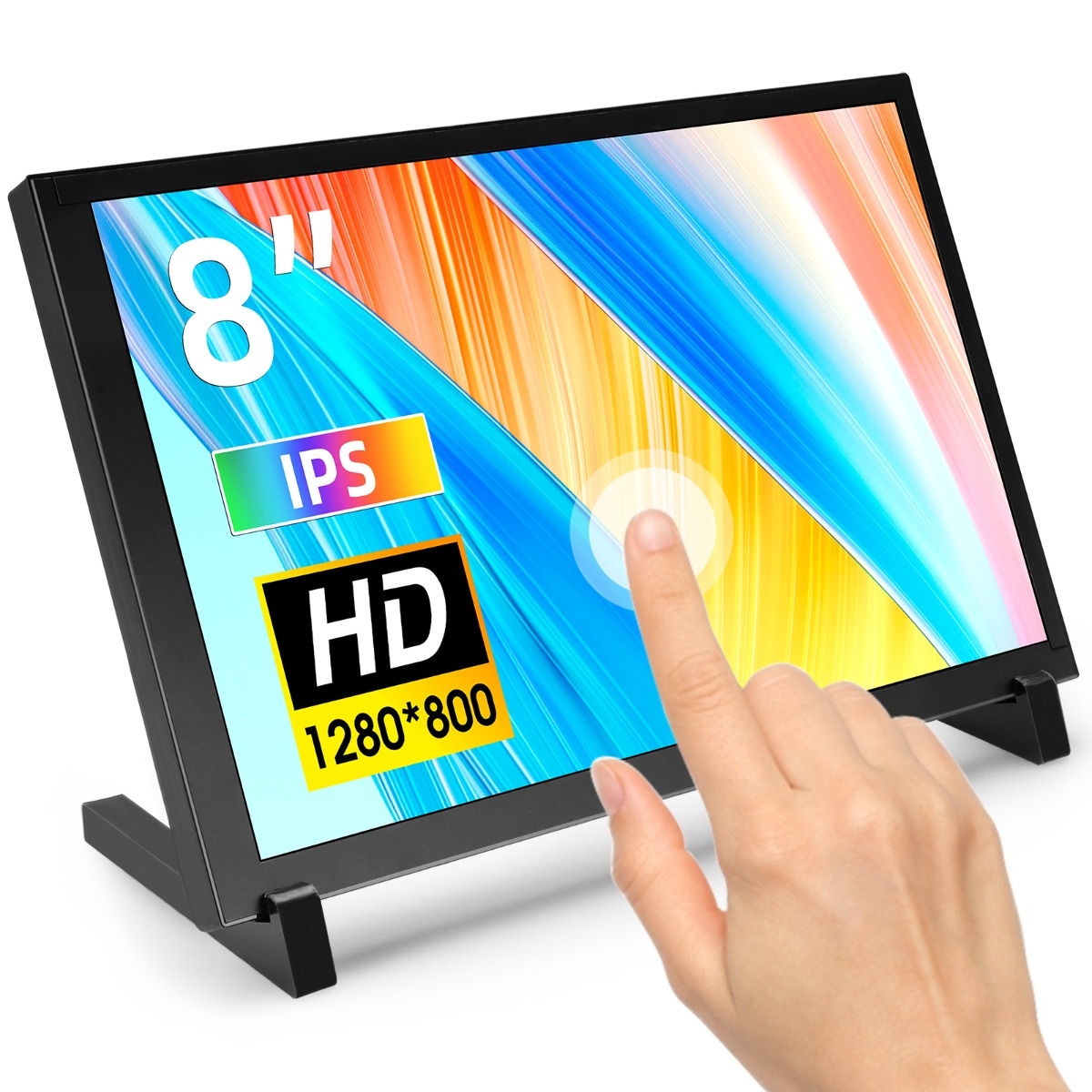 Elecrow 8-calowy monitor dotykowy HD 1280*800 Przenośny wyświetlacz IPS z podświetleniem podstawki dla RPi 5/400/4/3 Win 11/10/8/7 Jetson Nano