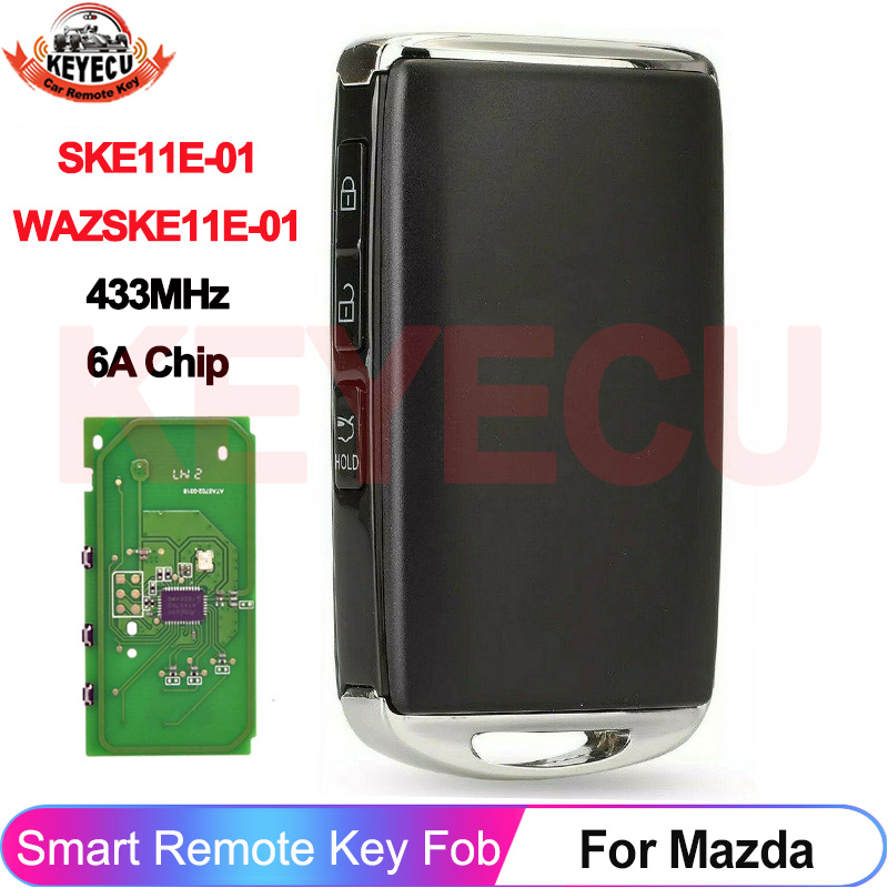 KEYECU WAZSKE11E-01 SKE11E-01 para Mazda 3 Mazda3 M3 CX-30 CX30 2020 2021+ Tarjeta Inteligente 433MHz Chip 6A Llave Remota BCYB-67-5DY
