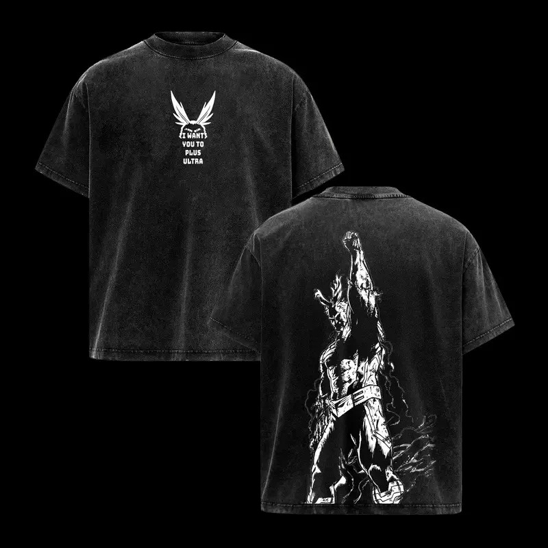 T-shirt da uomo in cotone 100% lavato estivo con la stampa di My Hero Academia Anime Materiale morbido Abbigliamento alla moda