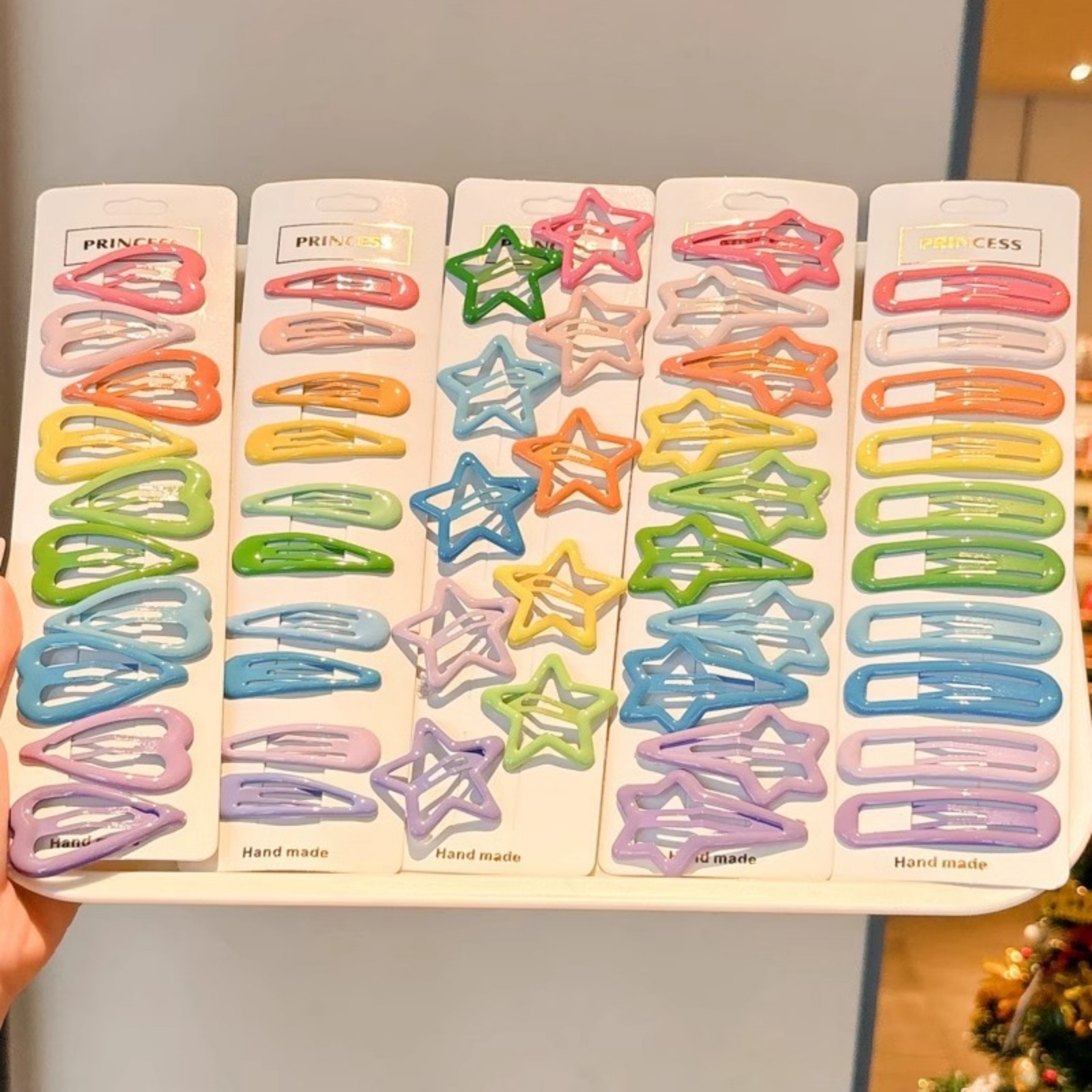 10PCS Presilhas de Cabelo Coloridas Feitas à Mão: Presilhas em Formato de Estrela e Coração, Acessórios de Cabelo Fofos para Meninas, Grampos Vibrantes para Uso Diário