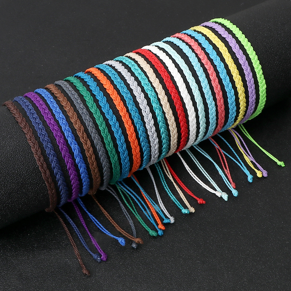 Bracelet en cire imperméable réglable pour femmes et hommes, tissé à la main, bouddhiste tibétain, amitié, bijoux de prière porte-bonheur