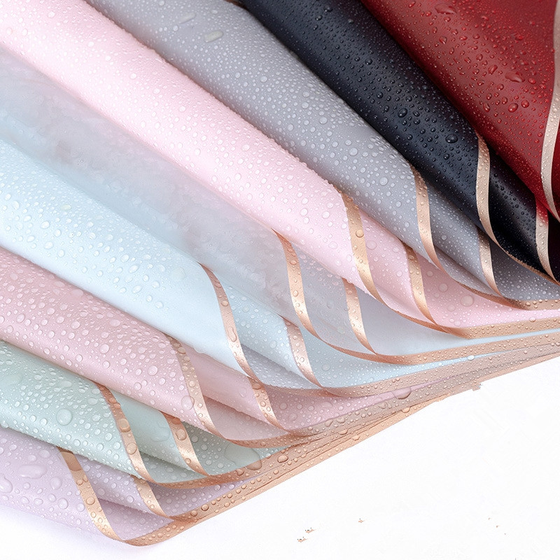 5 pcs/pacote flor papel de embrulho borda dourada rosa estilo coreano metade transparente presente embalagem florista bouquet material de envolvimento