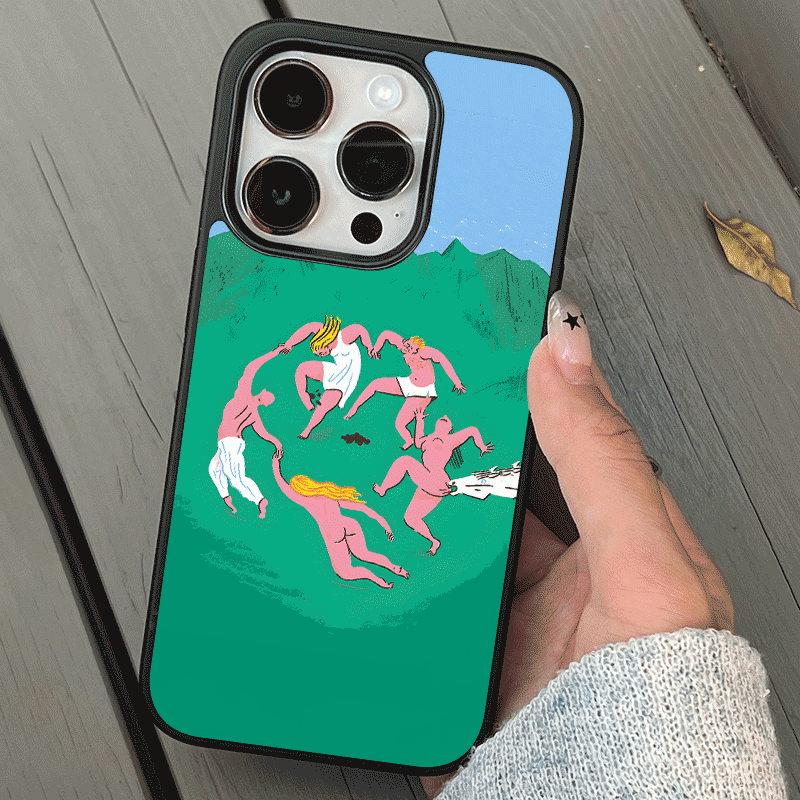 INS KOREAN Green Dance CUTE Black Edge Soft Shell Phone Case for IPhone 15 14 13 Pro Max 11 Pro 13 12 MINI XR XS MAX Back Cover