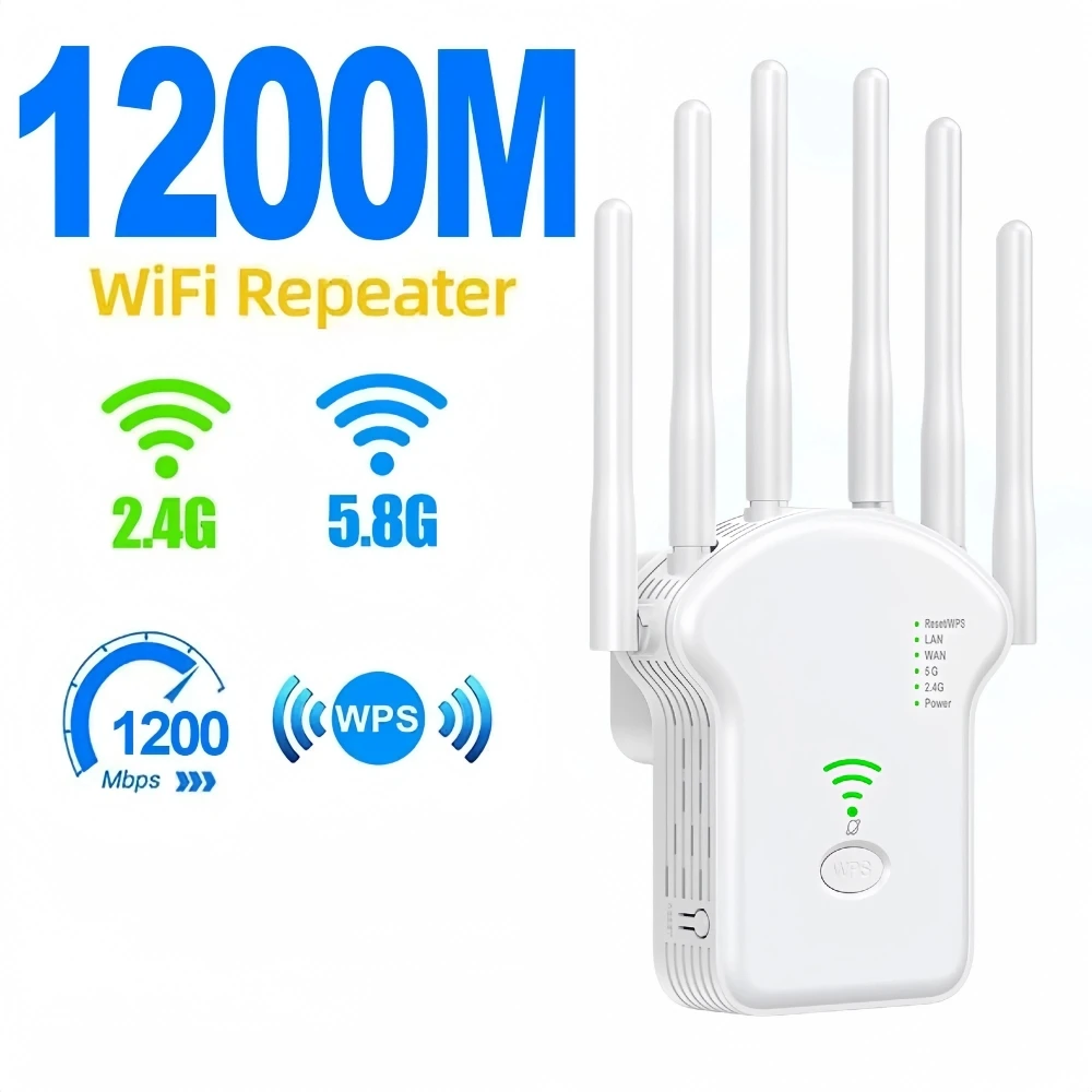 Répéteur sans fil 1200Mbps, Booster de Signal Wifi double bande 2.4G 5G, extension WiFi 802.11ac Gigabit, routeur WPS