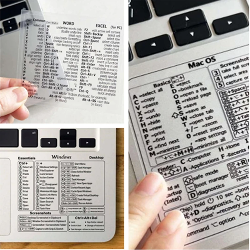 1 szt./3 szt. Naklejki ze skrótem klawiaturowym dla Word Excel Windows MAC OS list graficzna naklejka ochronna na laptopa