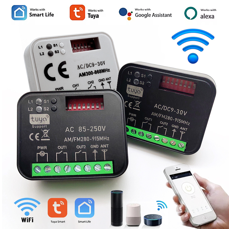 Новый 2-канальный контроллер гаражных ворот Tuya RX MULTI 433 МГц 868 МГц WIFI приемник дистанционного управления AC DC 9-30 В 85-250 В интеллектуальный модуль коммутатора