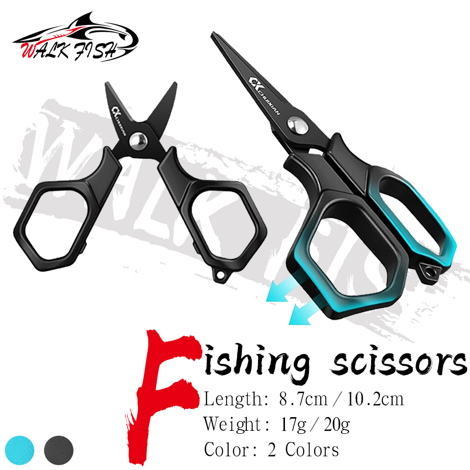 WALK FISH New Multifunctional Fishing Scissors Titanium Coated For Fishing Line Lead Wire Braid Stainless Steel Fishing Tackle
