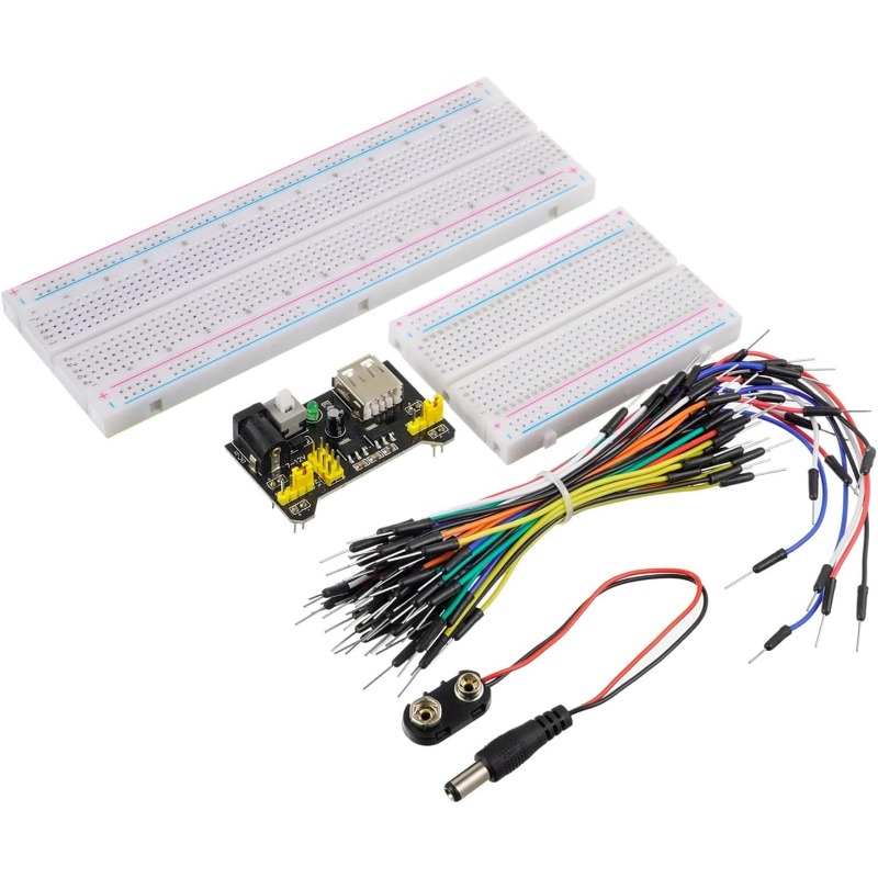Prototype sans soudure jxBoard pour kit de bricolage avec 65 fils de raccordement flexibles 3.3V/5V MB-102 planche à pain Power Tech + 400 830 points