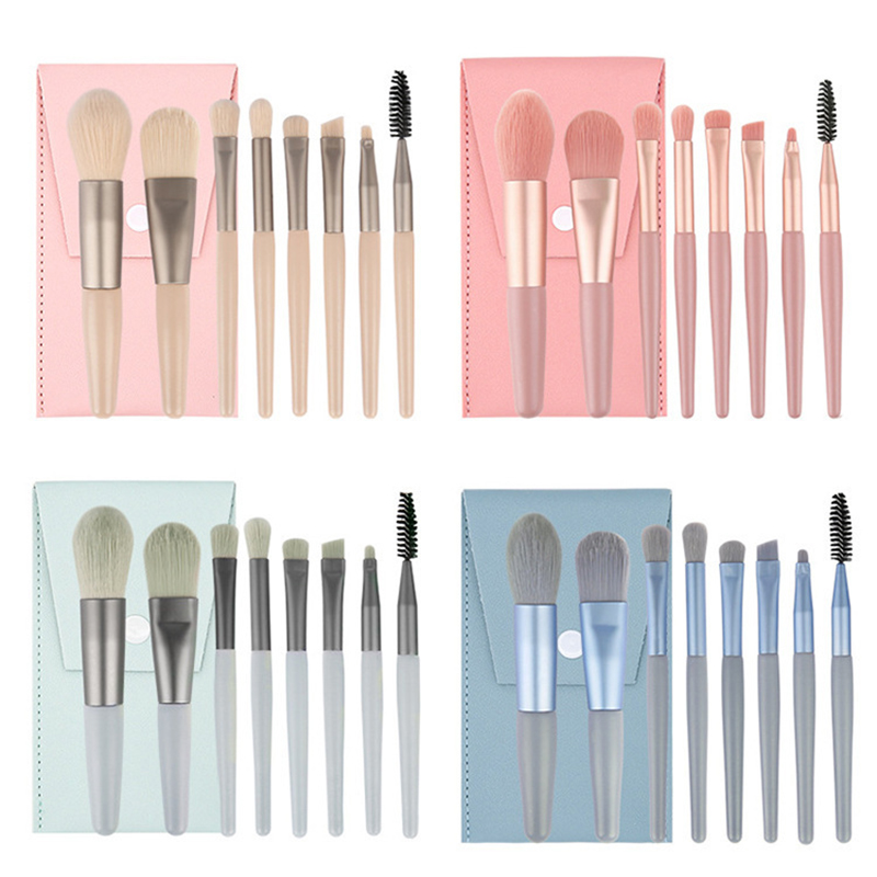 8 pçs pincéis de maquiagem portátil conjunto feminino cosméticos sombra de olho blush pó sombra fundação blush mistura corretivo compõem ferramentas