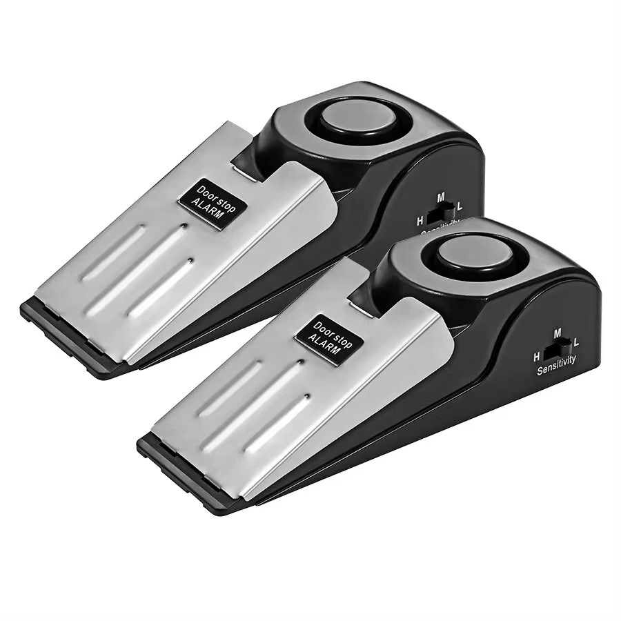 Système d'alarme d'arrêt de porte sans fil portable, sécurité domestique puissante, système de nuit de porte antivol, alarme de prévisualisation, 125dB, lot de 2