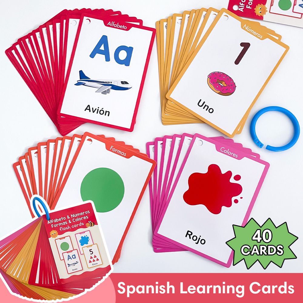 40 Stuks Spaans Alfabet Nummer Kleur & Vorm Thema's Leren Kaarten voor Kinderen Vroege Onderwijs Woordenschat Flashcards Leermiddelen