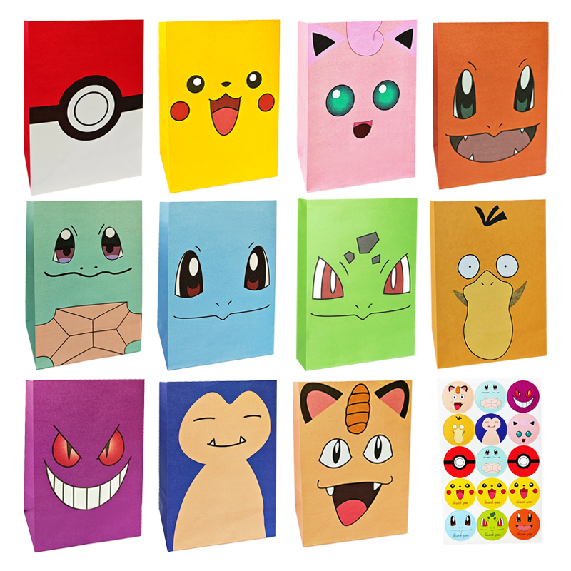 Pokemon Torba do pakowania Urodzinowa torba na prezenty Pikachu Party Candy Snack Gift Bag Charmander Squirtle Zabawka dla dzieci Prezent