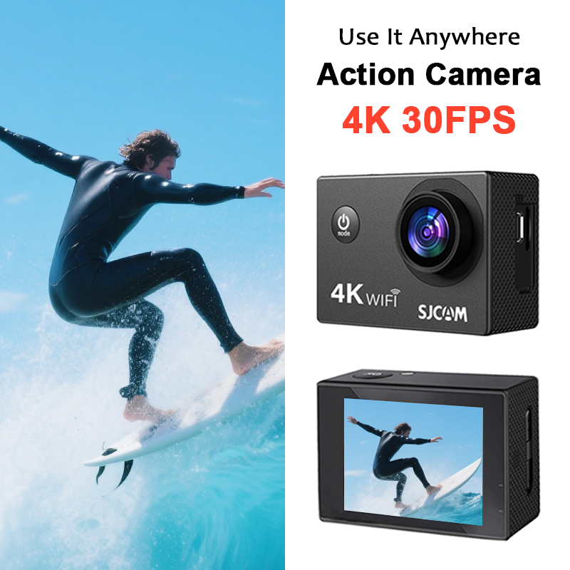 SJCAM Kamera akcji SJ4000 AIR 4K 30PFS 1080P 4x Zoom WIFI Sportowe kamery akcji motocyklowe Kask rowerowy Wodoodporna kamera
