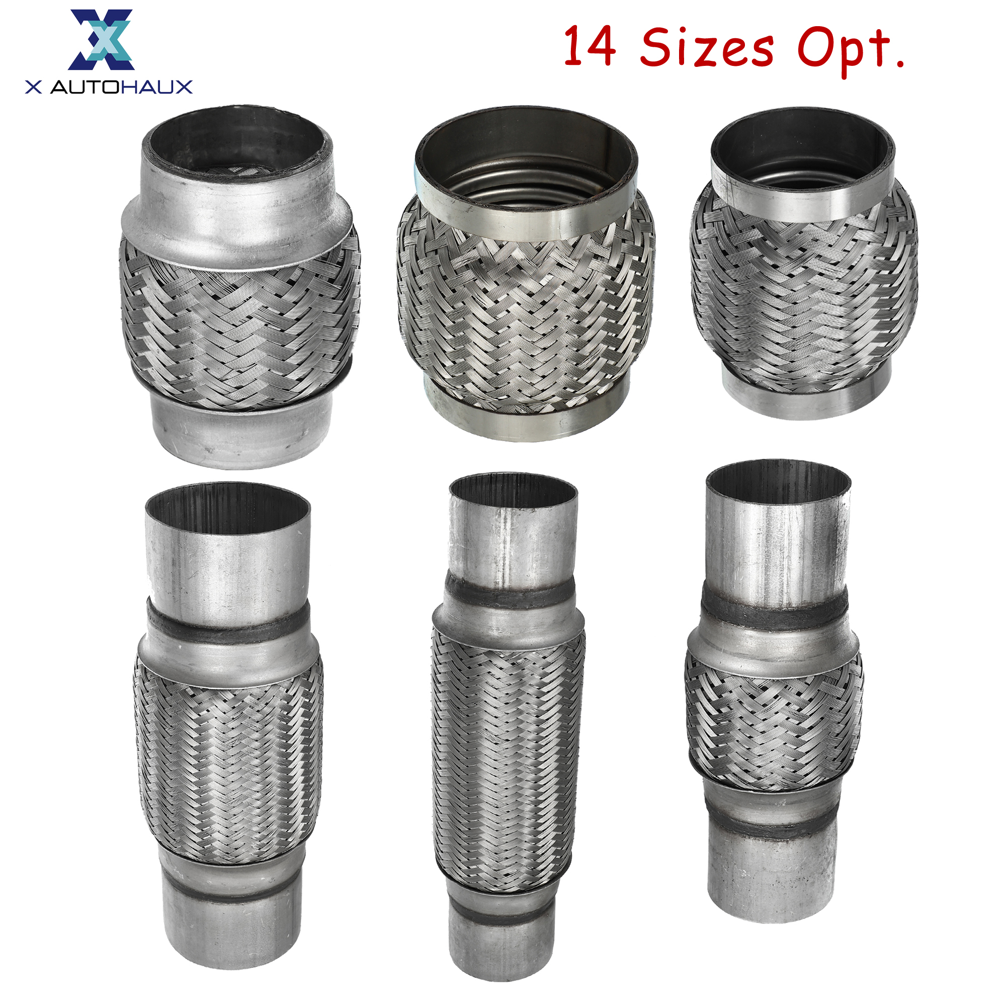 X Autohaux 51mm 58mm 65mm 76mm silenciador de coche de acero inoxidable tubo Flexible de escape junta de escape Universal piezas universales