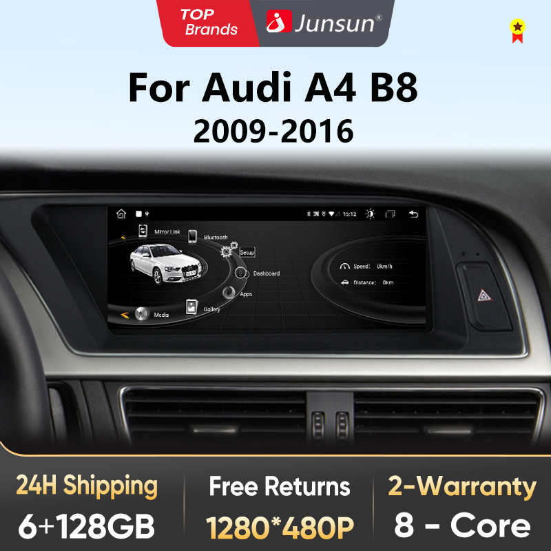 Junsun 8-kern Drahtlose CarPlay Android Auto Auto Radio Multimedia Für Audi A4 A4L B8 2009-2016 4G WiFi IPS Touchscreen Autoradio