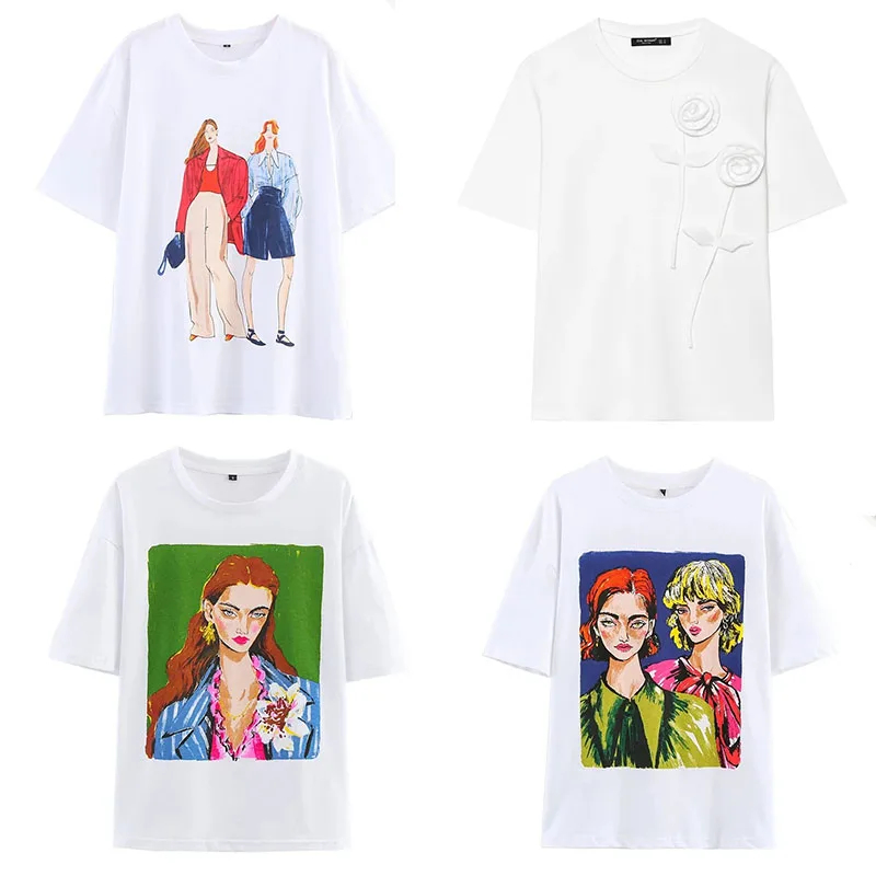 T-shirt à manches courtes pour femmes, en coton, de haute qualité, Y2k, Streetwear, chemises à la mode, été 2025