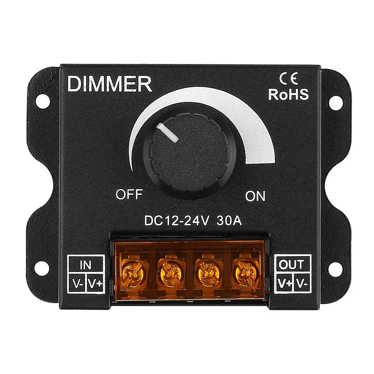 Controlador Dimmer LED DC 12V-24V 30A PWM Digital com Regulagem Contínua para Fita de LED e Lâmpada de Cor Única