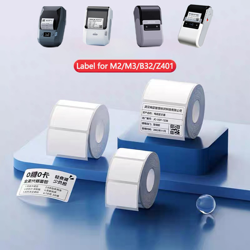 Niimbot M2/M3/B32/Z401 papel de etiquetas blanco autoadhesivo impresión por transferencia térmica pegatina impermeable para impresora Niimbot M2/M3