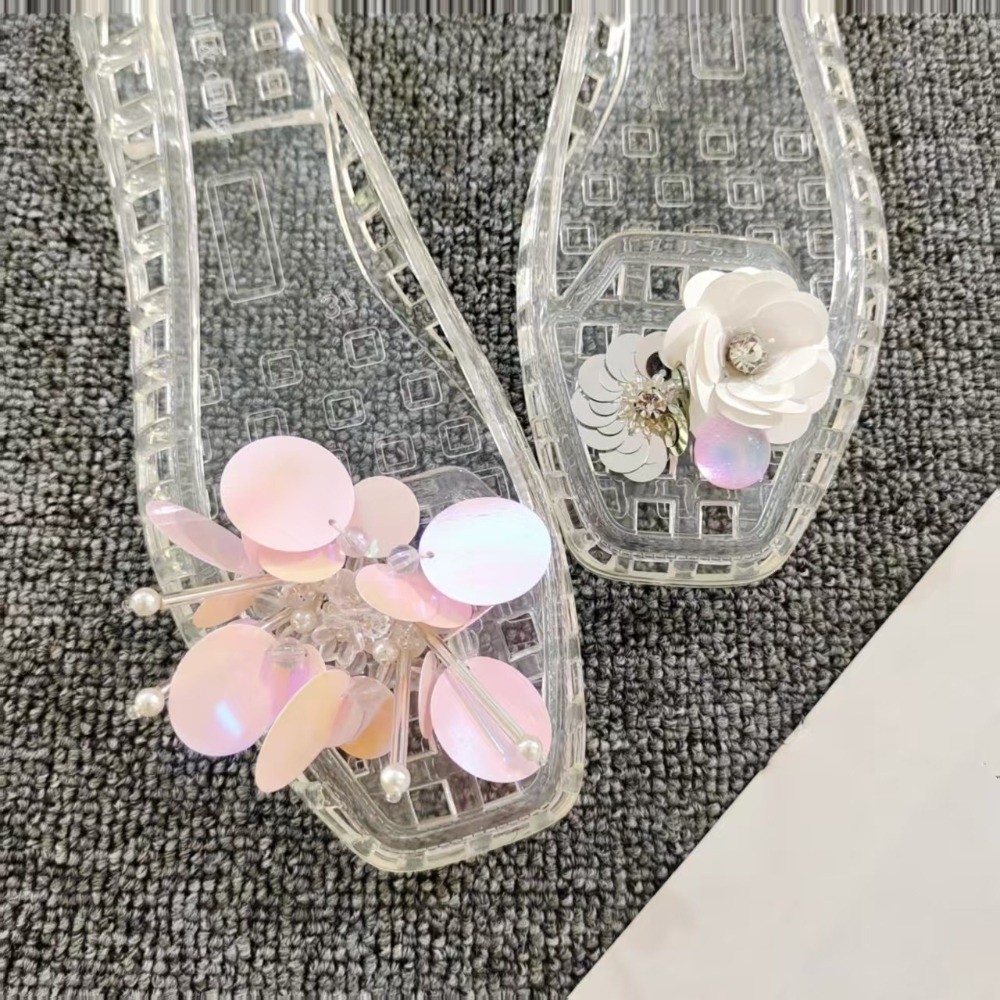 Hiasan Sepatu Bahan PVC Desain Lubang Tali Transparan Gesper Sepatu Manik-manik Rumput Laut Bunga Sepatu Lepas Pasang Sepatu Desainer