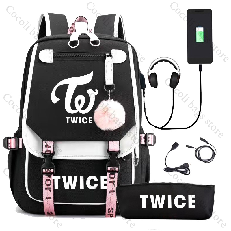 Комплект из 2 предметов: рюкзак Kpop TWICE с принтом, школьная сумка для фанатов, школьный рюкзак с пеналом, женский рюкзак большой вместимости