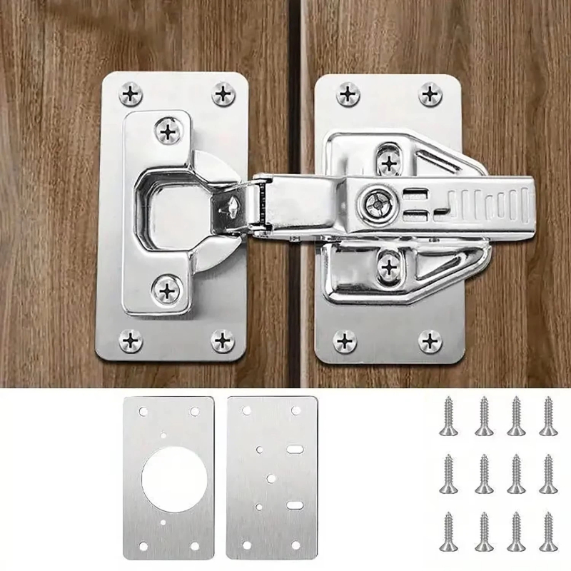 Kit de réparation de charnières de meubles (4/10 pièces) pour armoires de cuisine et meubles de maison avec trous, support de charnière de porte en acier inoxydable