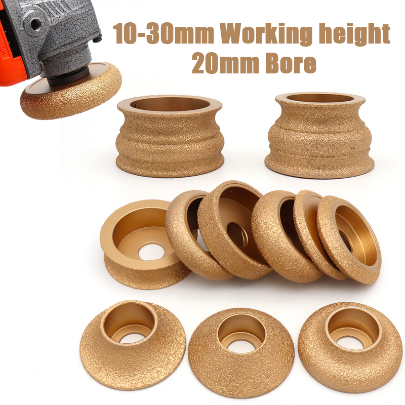 Alésage 20mm diamètre 3 pouces 75mm meule diamantée brasée sous vide sec bord demi-bullnose bord de marbre profil disque de meulage