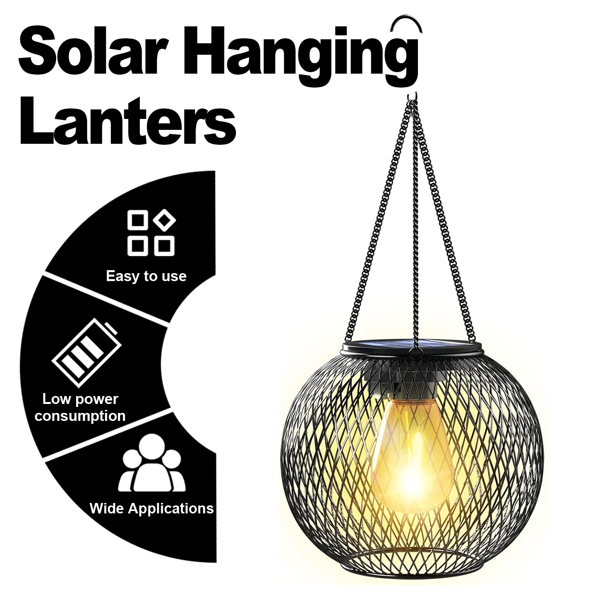 Luz solar LED luz impermeable al aire libre 3000k luz de inducción encendido / apagado automático luz decorativa al aire libre colgando Festival