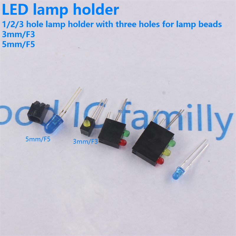 50/20PCS F3mm LED1P 2P 3P portalampada con foro con perline LED supporto a tre fori rosso verde, giallo, blu verde PCB sedile di fissaggio